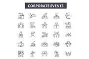 Corporate events line icons for web
