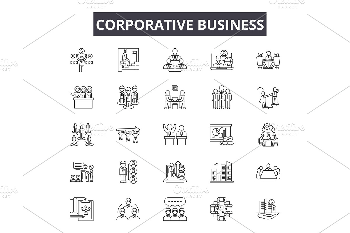 Corporative business line icons for in Illustrations - product preview 8