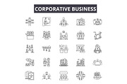 Corporative business line icons for