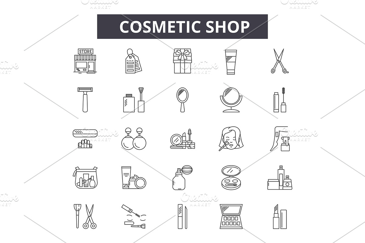 Cosmetic shop line icons for web and in Illustrations - product preview 8