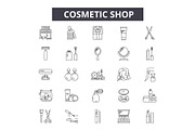 Cosmetic shop line icons for web and