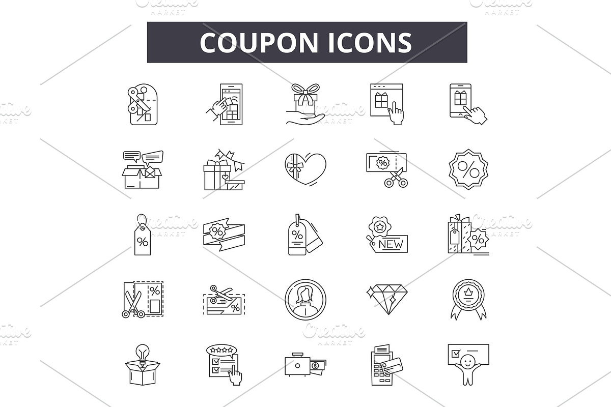 Coupon line icons for web and mobile in Illustrations - product preview 8