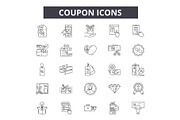 Coupon line icons for web and mobile