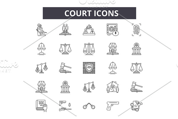 Court line icons for web and mobile
