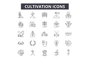 Cultivation line icons for web and