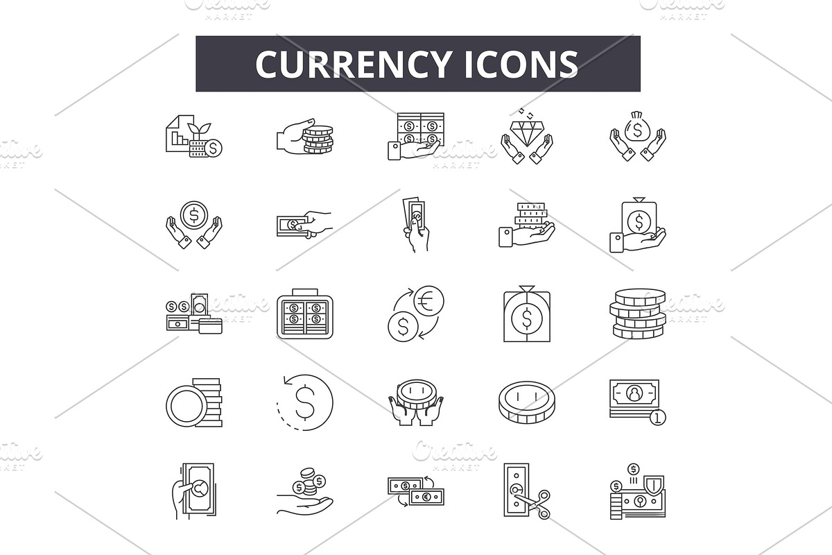 Currency line icons for web and in Illustrations - product preview 8