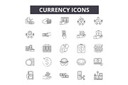 Currency line icons for web and
