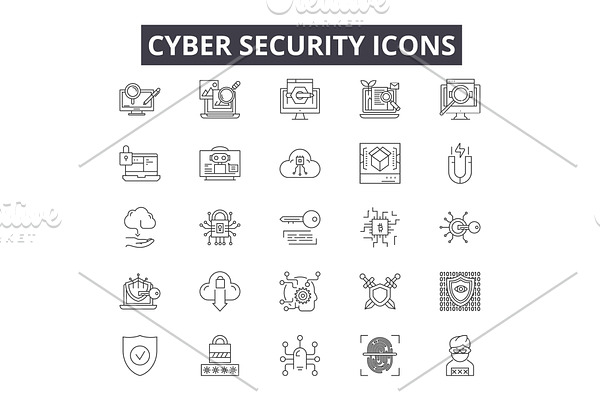 Cyber security line icons for web