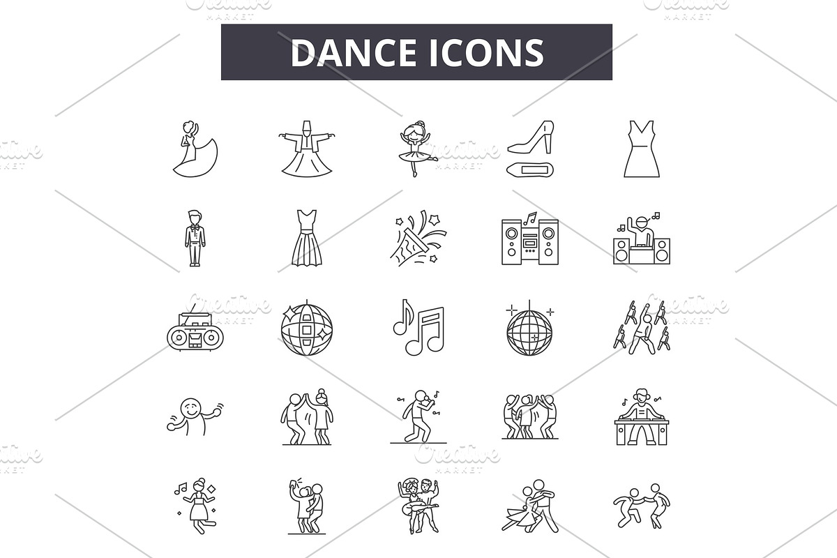 Dance line icons for web and mobile in Illustrations - product preview 8
