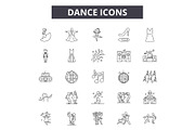Dance line icons for web and mobile
