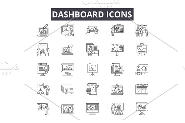 Dashboard line icons for web and