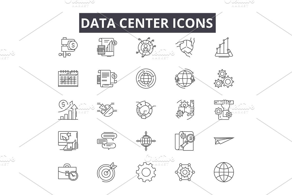 Data center line icons for web and in Illustrations - product preview 8