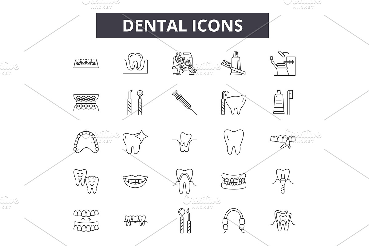 Dental line icons for web and mobile in Illustrations - product preview 8