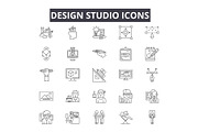 Design studio line icons for web and