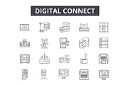 Digital connect line icons for web