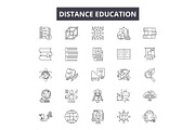 Distance education line icons for