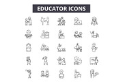 Educator line icons for web and