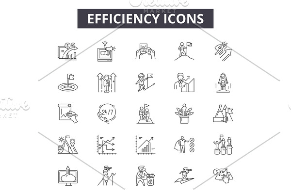 Efficiency line icons for web and