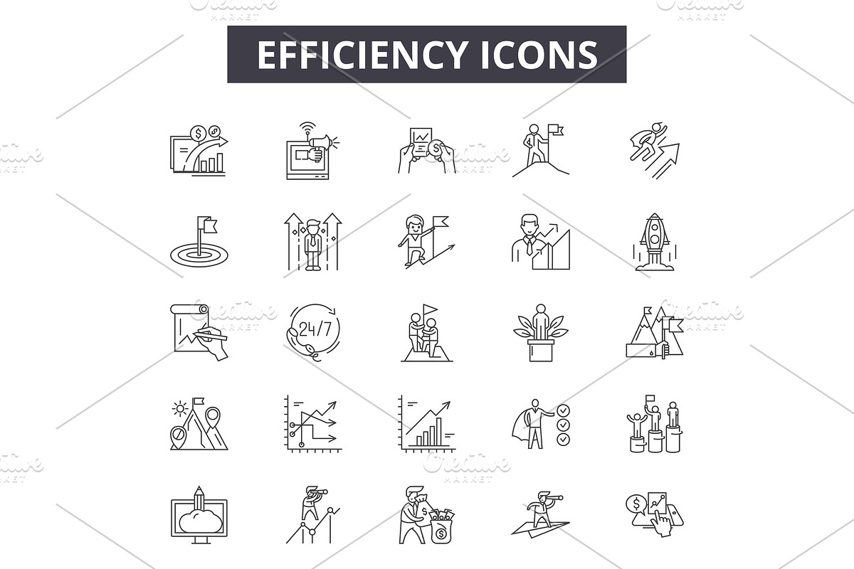 Efficiency line icons for web and in Illustrations - product preview 8
