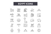 Egypt line icons for web and mobile