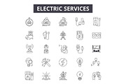 Electric services line icons for web