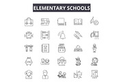 Elementary school line icons for web