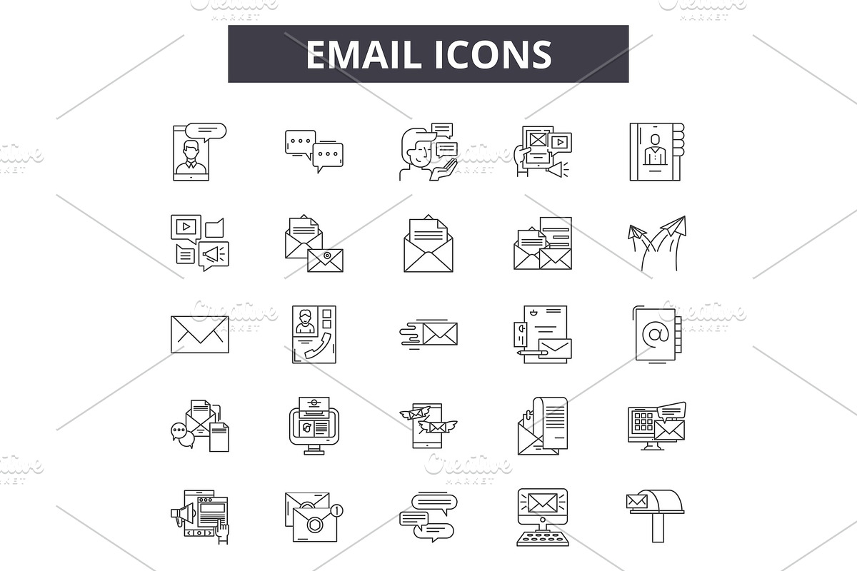 Email line icons for web and mobile in Illustrations - product preview 8
