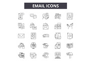 Email line icons for web and mobile