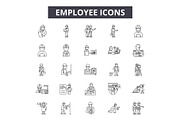 Employee line icons for web and