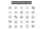 Encryptions line icons for web and