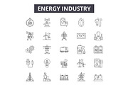 Energy industry line icons for web