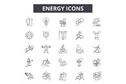 Energy line icons for web and mobile