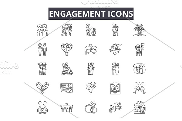 Engagement line icons for web and