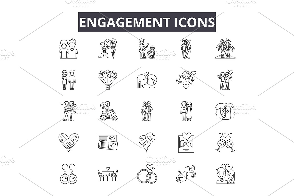 Engagement line icons for web and in Illustrations - product preview 8