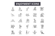 Enjoyment line icons for web and