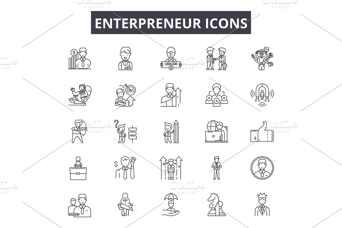 Enterpreneur line icons for web and in Illustrations - product preview 8