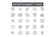 Entertainment line icons for web and
