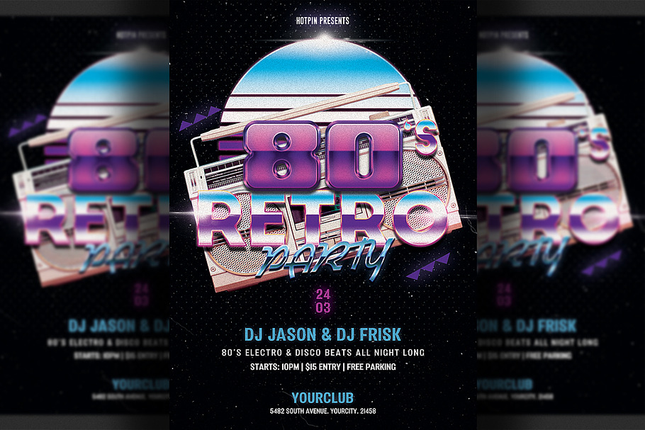 80s Retro Party Flyer in Flyer Templates - product preview 8
