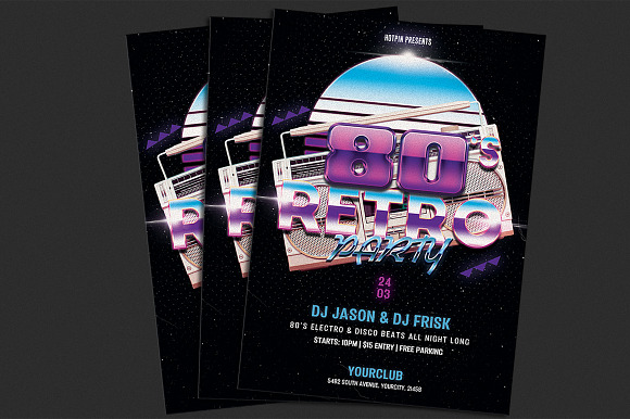 80s Retro Party Flyer in Flyer Templates - product preview 1