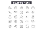Envelope line icons for web and