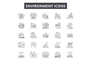 Environment line icons for web and