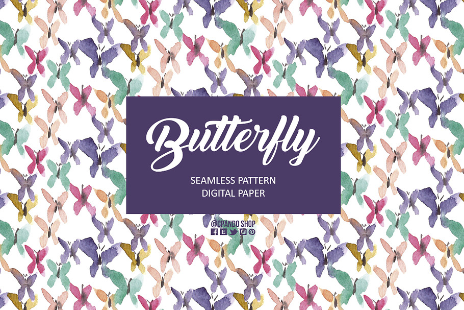 Butterfly watercolor pattern in Patterns - product preview 8