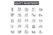 Equity investment line icons for web