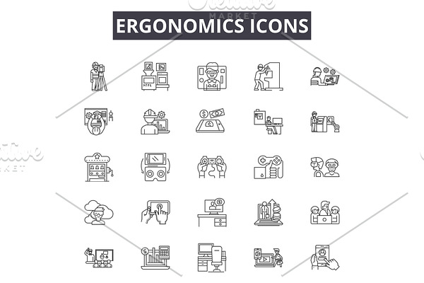 Ergonomics icons line icons for web