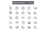 Ergonomics icons line icons for web