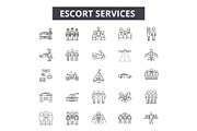 Escort services line icons for web