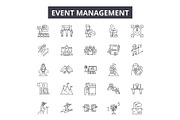 Event management line icons for web