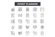 Event planner line icons for web and