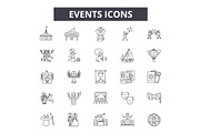 Events line icons for web and mobile