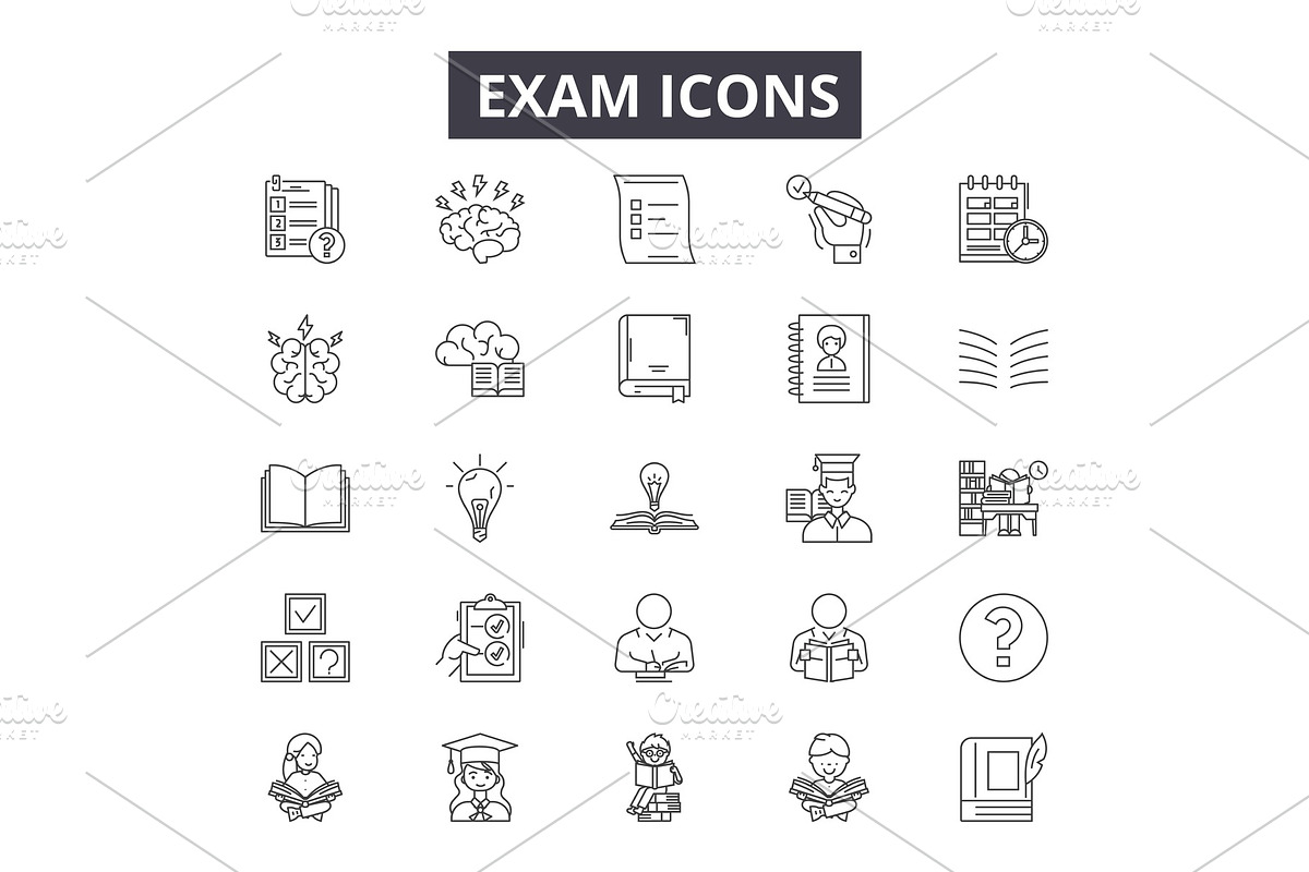 Exam line icons for web and mobile in Illustrations - product preview 8